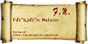 Fábján Malvin névjegykártya