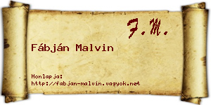 Fábján Malvin névjegykártya